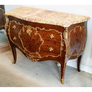 Chardonnay, Cabinetmaker- Regency Style Commode Inlaid With Flower Sheaves.circa 1890.