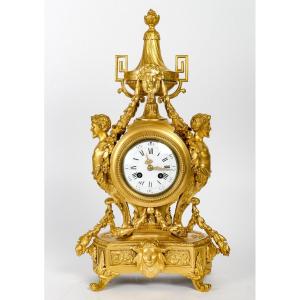 Neo-louis XVI Clock In Chiseled And Gilded Bronze With The Terms Of Priape.circa 1870.