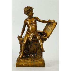 Louis-ernest Barrias (1841-1905), After-the Tabletttes Of History.bronze, 1895