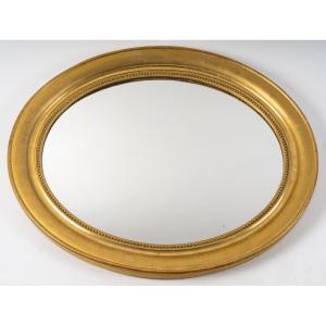Miroir Ovale En Bois Dore
