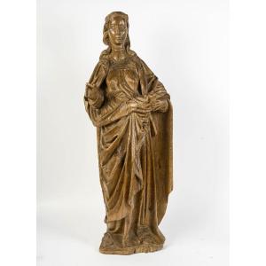 Flanders (brabant), Late 15th-early 16th Century - Saint Anne. Oak Statue, Circa 1500