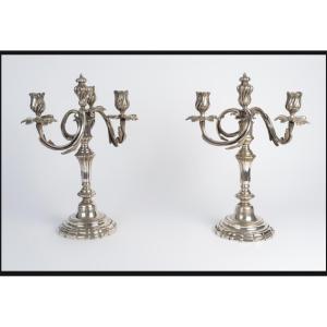 Pair Of Candlesticks Forming Candle Holders