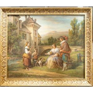 Nicolas HENRY de GRAY (1822-1909)- L'obole, ou La faveur de la Châtelaine, vers 1870