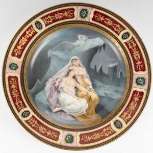 Vienna - Ornamental Porcelain Dish With Polychrome Enamel And Gold Decoration Depicting The Sleeping Beauties, Late 19th Century 