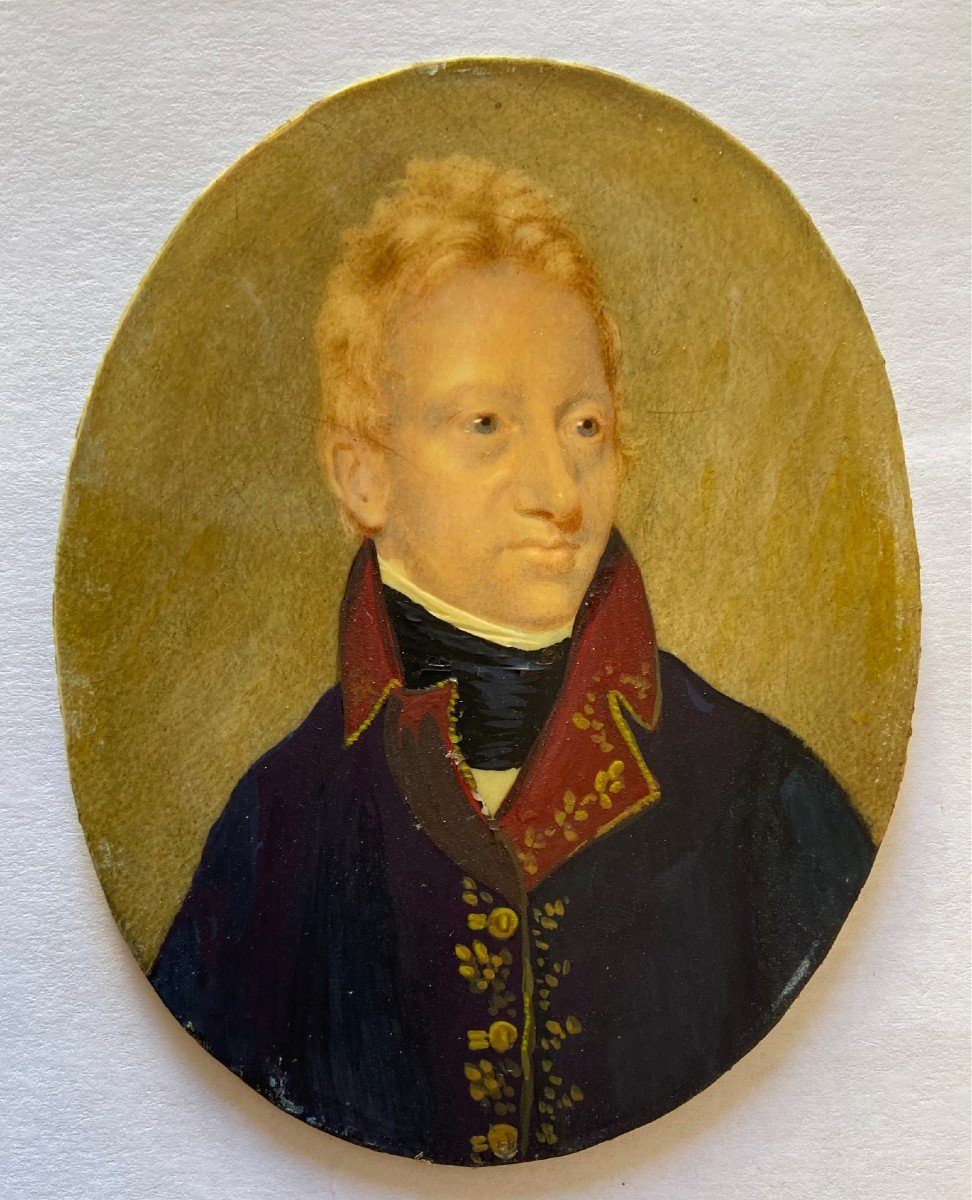 Grande Miniature, Portrait Du Général Augereau, époque Empire-photo-2