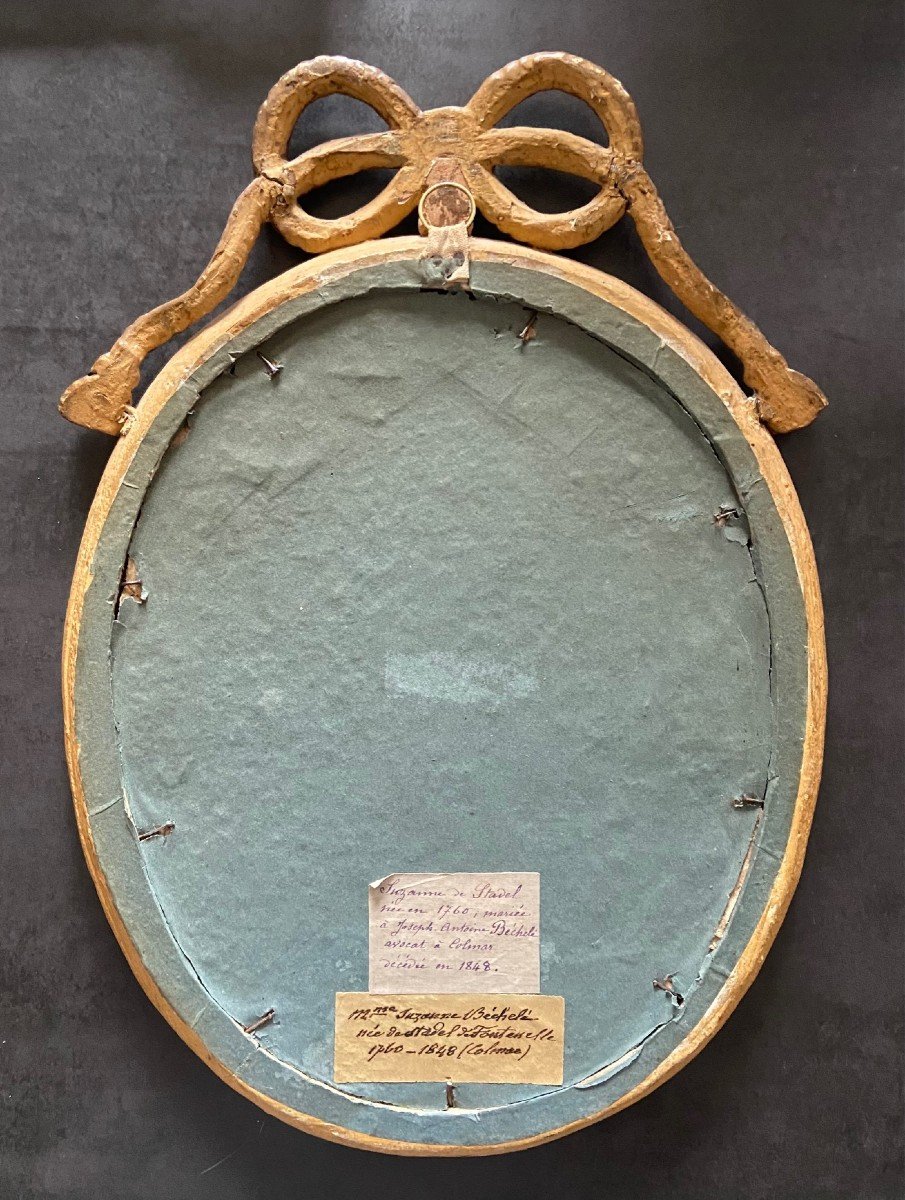 Portrait De Suzanne Stadel De Fontenelle, Fin XVIIIème, Huile Sur Carton-photo-4