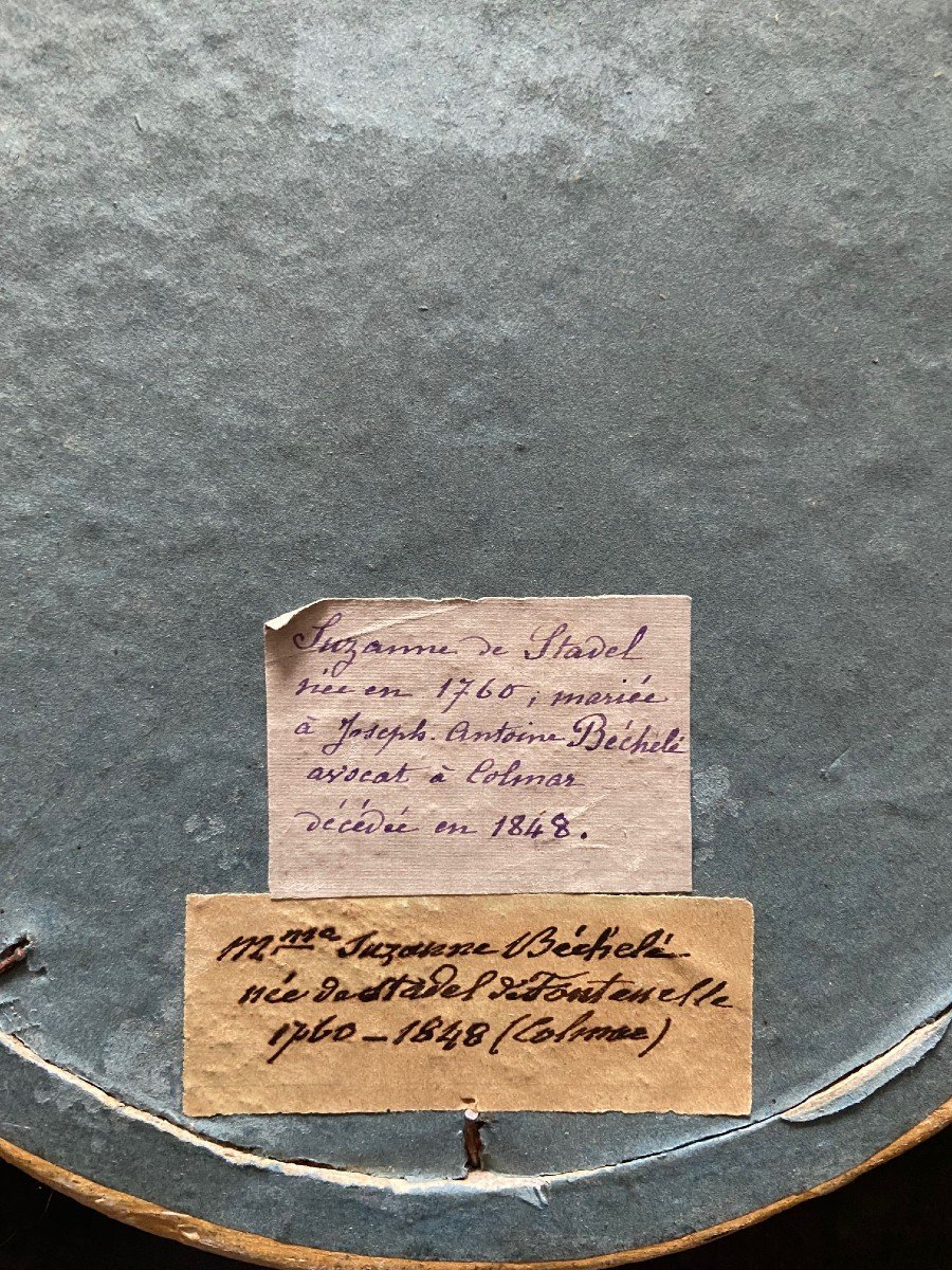 Portrait De Suzanne Stadel De Fontenelle, Fin XVIIIème, Huile Sur Carton-photo-1