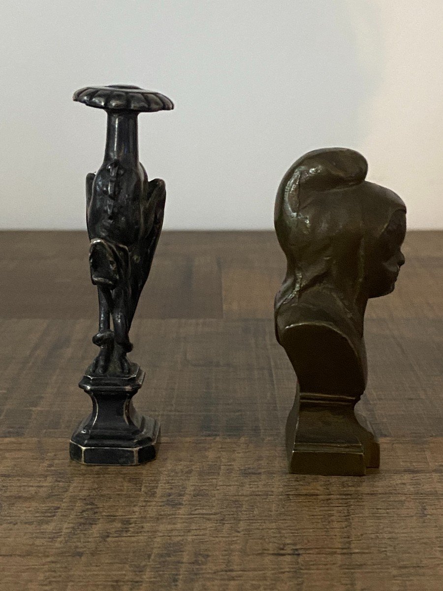 Sceau à Cacheter En Bronze Argenté à Décor d'Un Dragon, Fin XIXème-photo-4