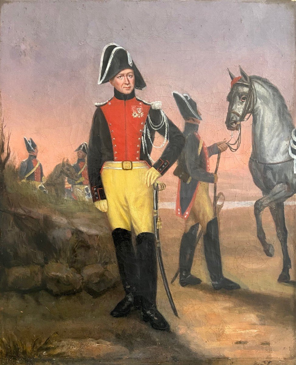 Portrait Of A Gendarme Officer Circa 1816, Oil On Canvas-photo-2