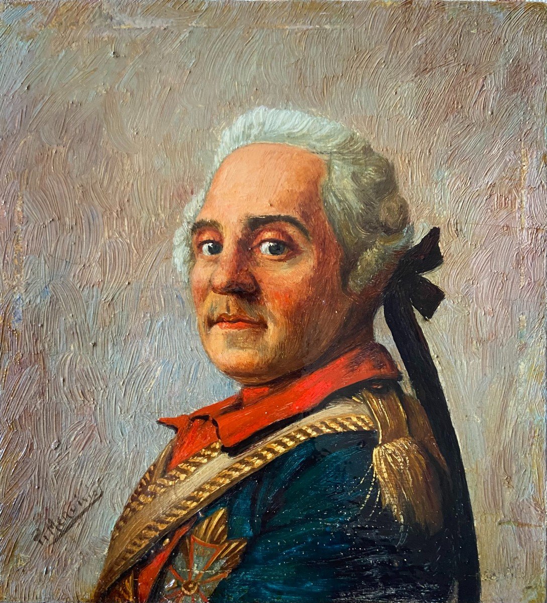 Portrait Du Maréchal De Saxe, Fin XVIIIème Début XIXème, Huile Sur Panneau-photo-2