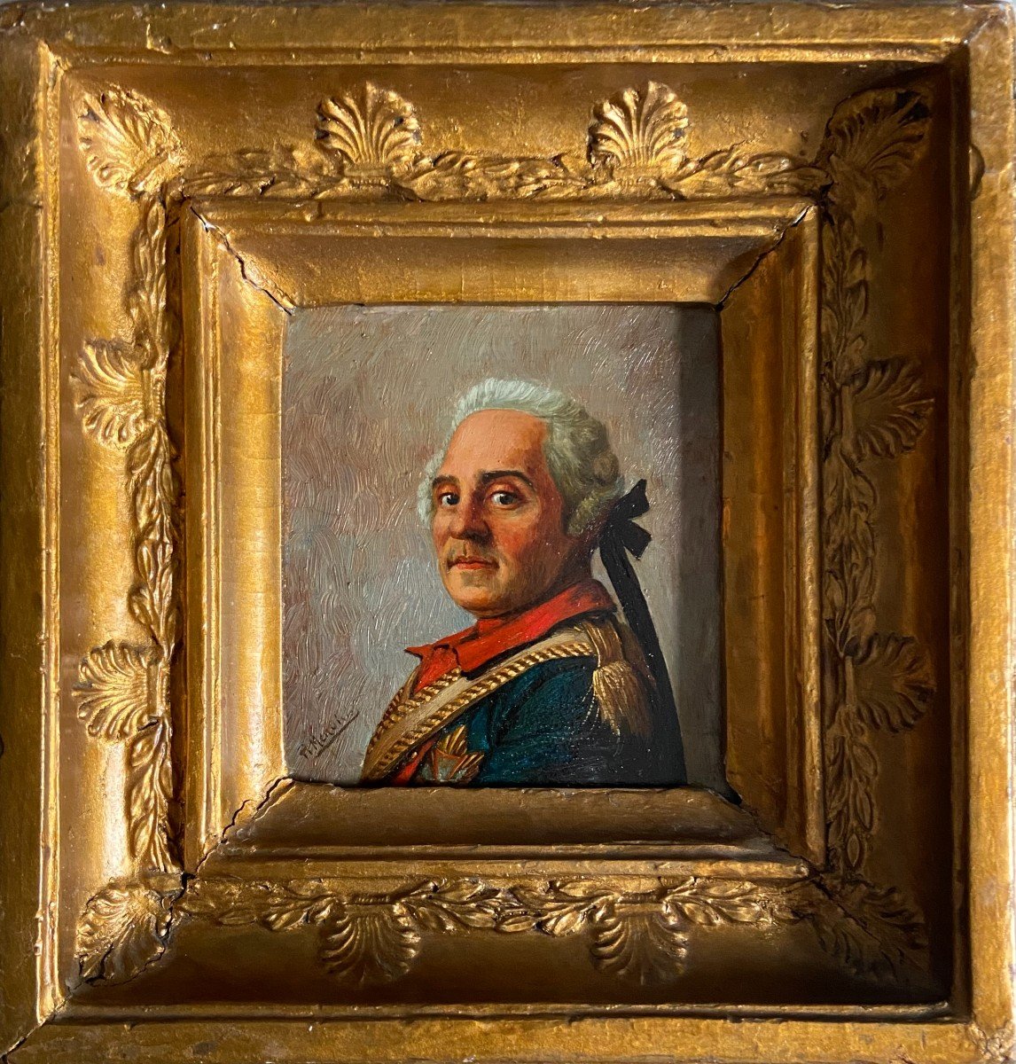 Portrait Du Maréchal De Saxe, Fin XVIIIème Début XIXème, Huile Sur Panneau