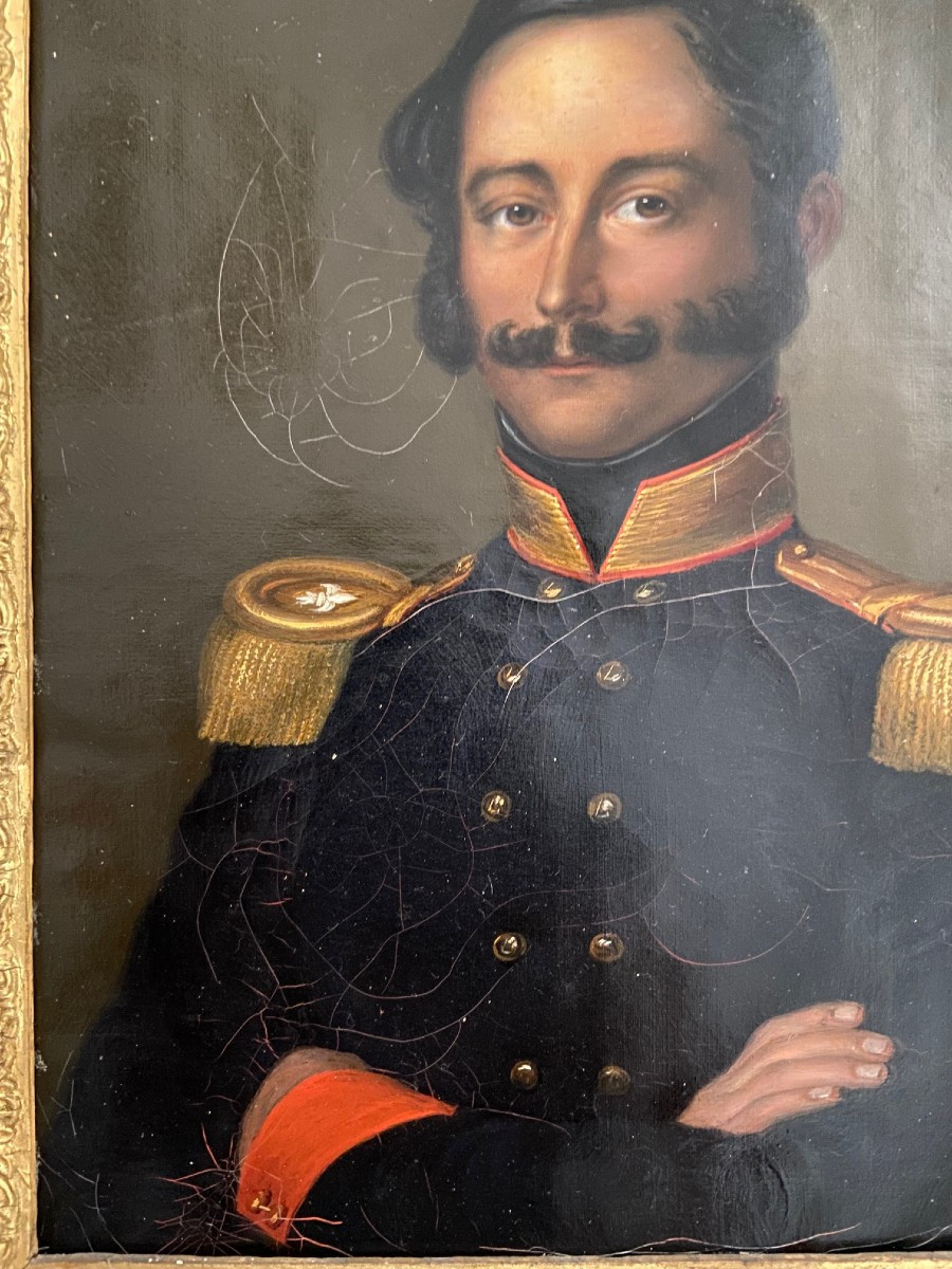 Portrait Of Baron Arthur De Vasserot De Vincy, Officer, 19th Century Oil On Canvas-photo-4