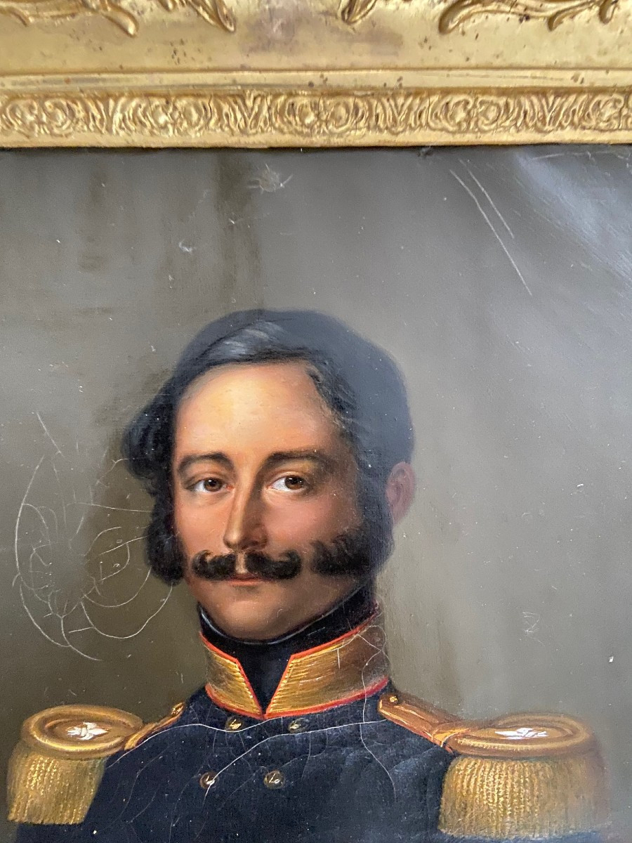 Portrait Of Baron Arthur De Vasserot De Vincy, Officer, 19th Century Oil On Canvas-photo-2