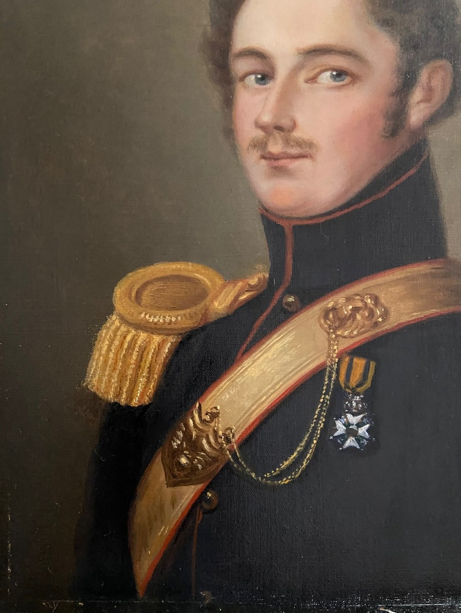Portrait du Baron Alfred de Vasserot de Vincy, officier, huile sur toile-photo-1