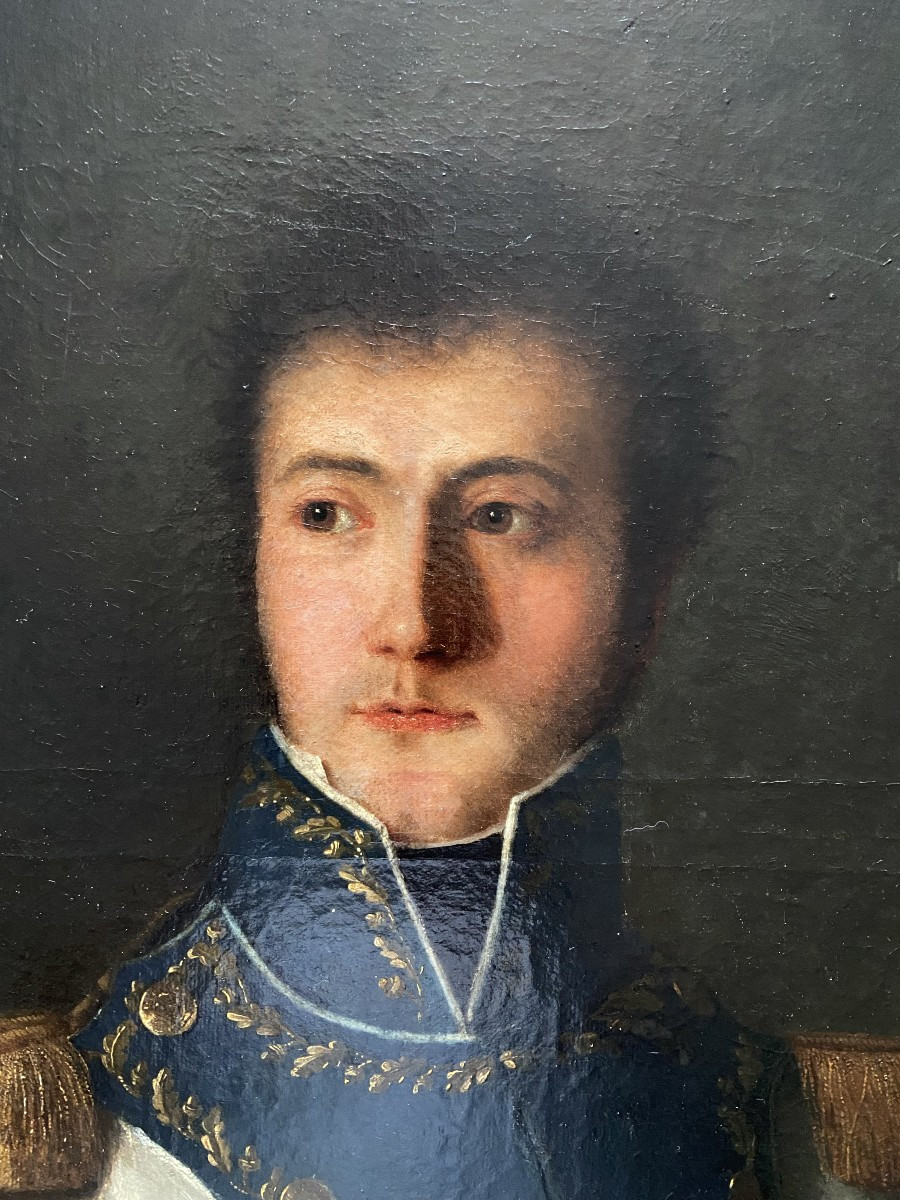 Portrait Of An Officer Of The 1st Empire, Staff Captain, Oil On Canvas, Early 19th Century-photo-3