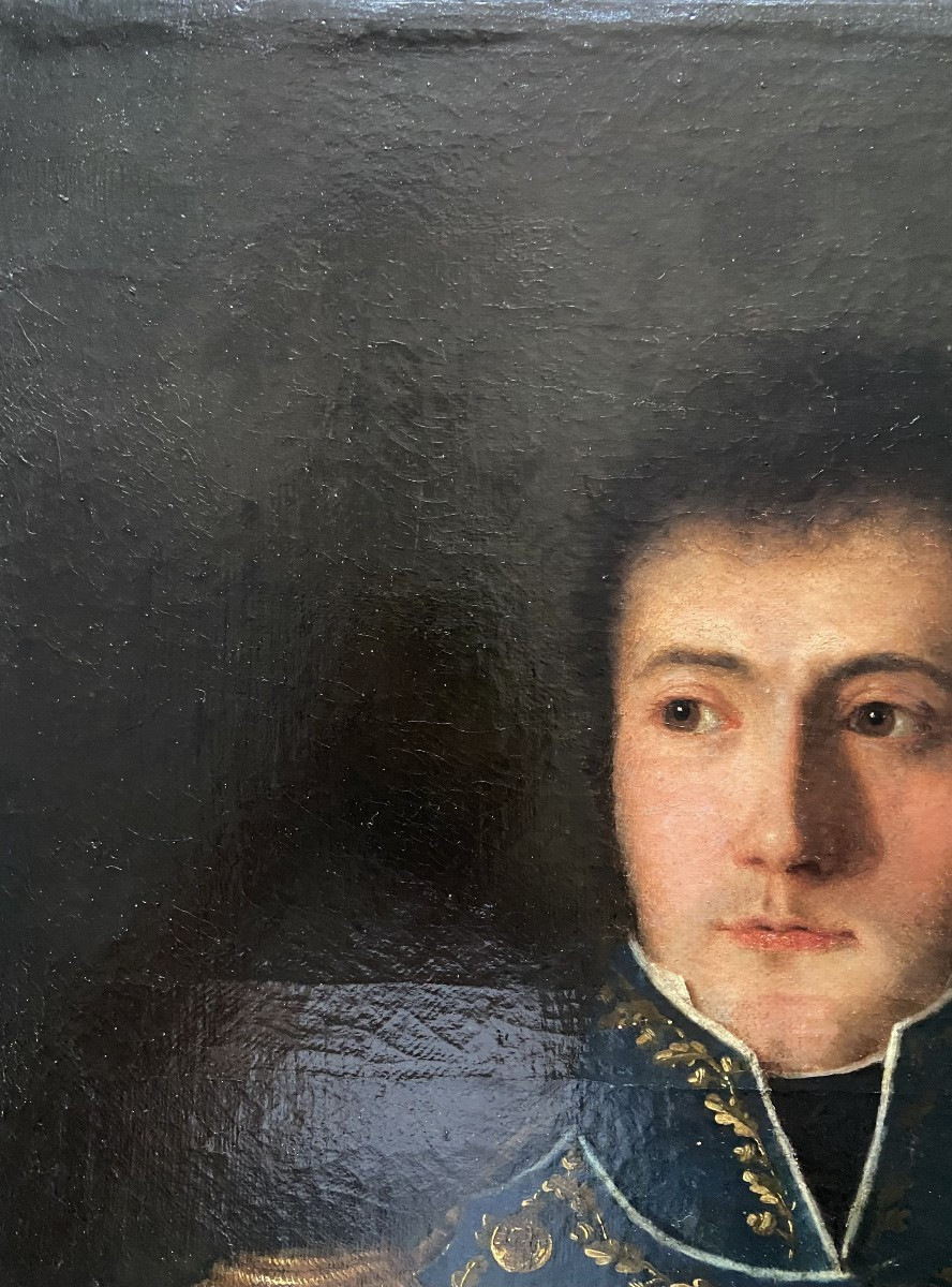 Portrait Of An Officer Of The 1st Empire, Staff Captain, Oil On Canvas, Early 19th Century-photo-4