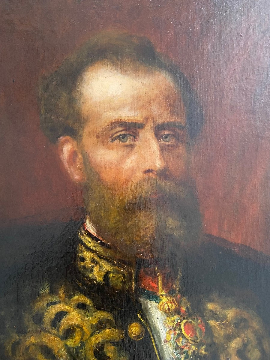 Portrait du Marquis de Tallenay, ministre plénipotentiaire, huile sur toile datée 1880 -photo-3