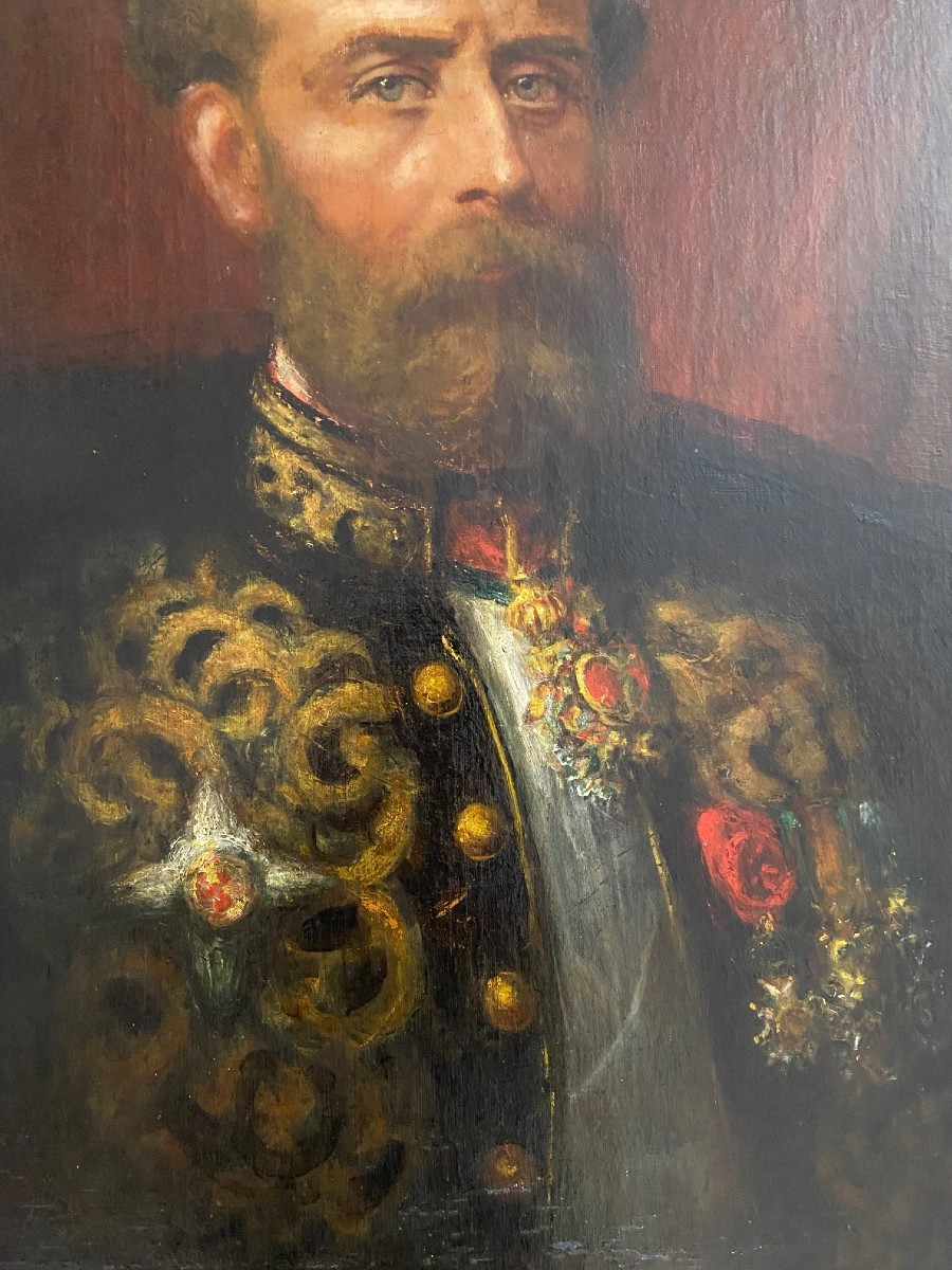 Portrait du Marquis de Tallenay, ministre plénipotentiaire, huile sur toile datée 1880 -photo-4