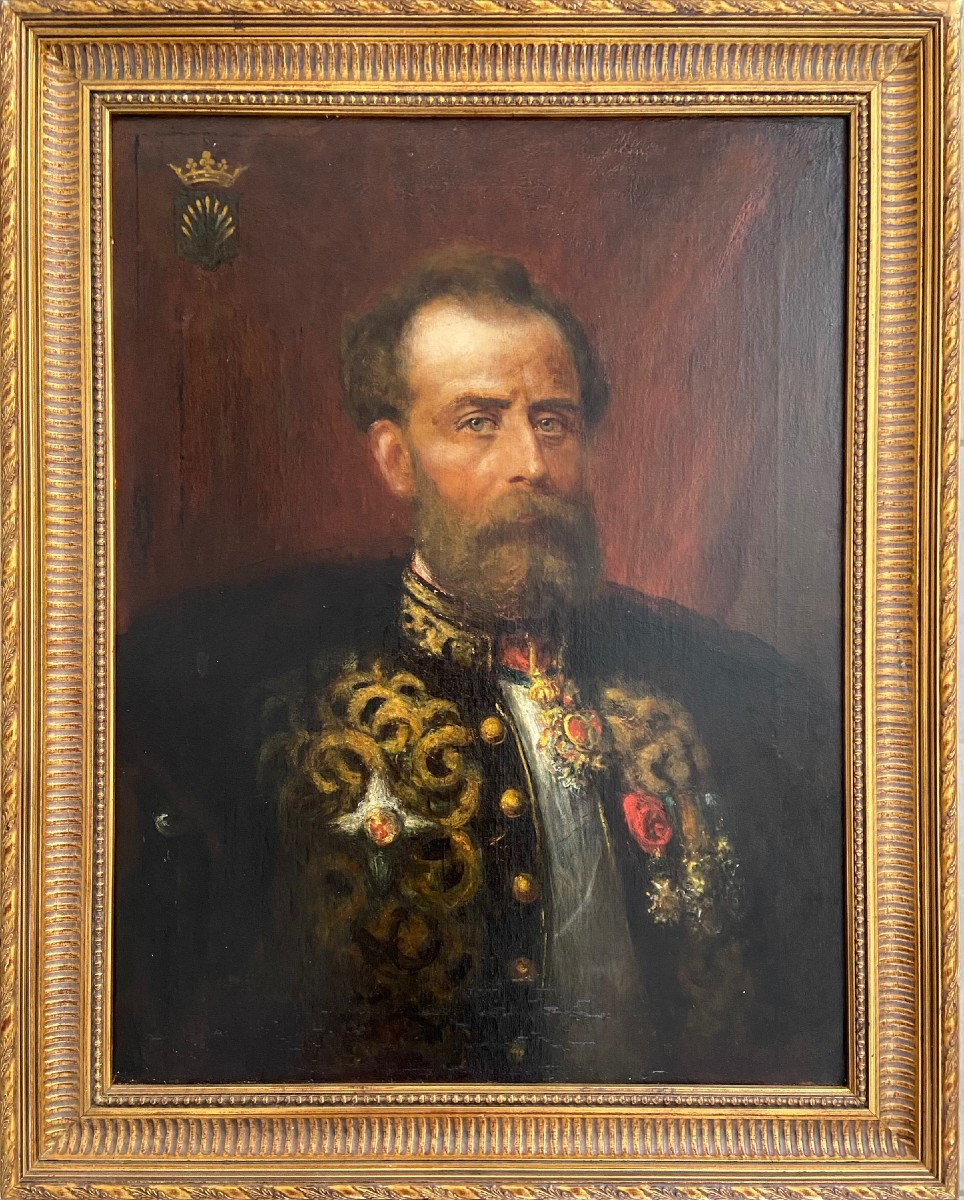Portrait du Marquis de Tallenay, ministre plénipotentiaire, huile sur toile datée 1880 