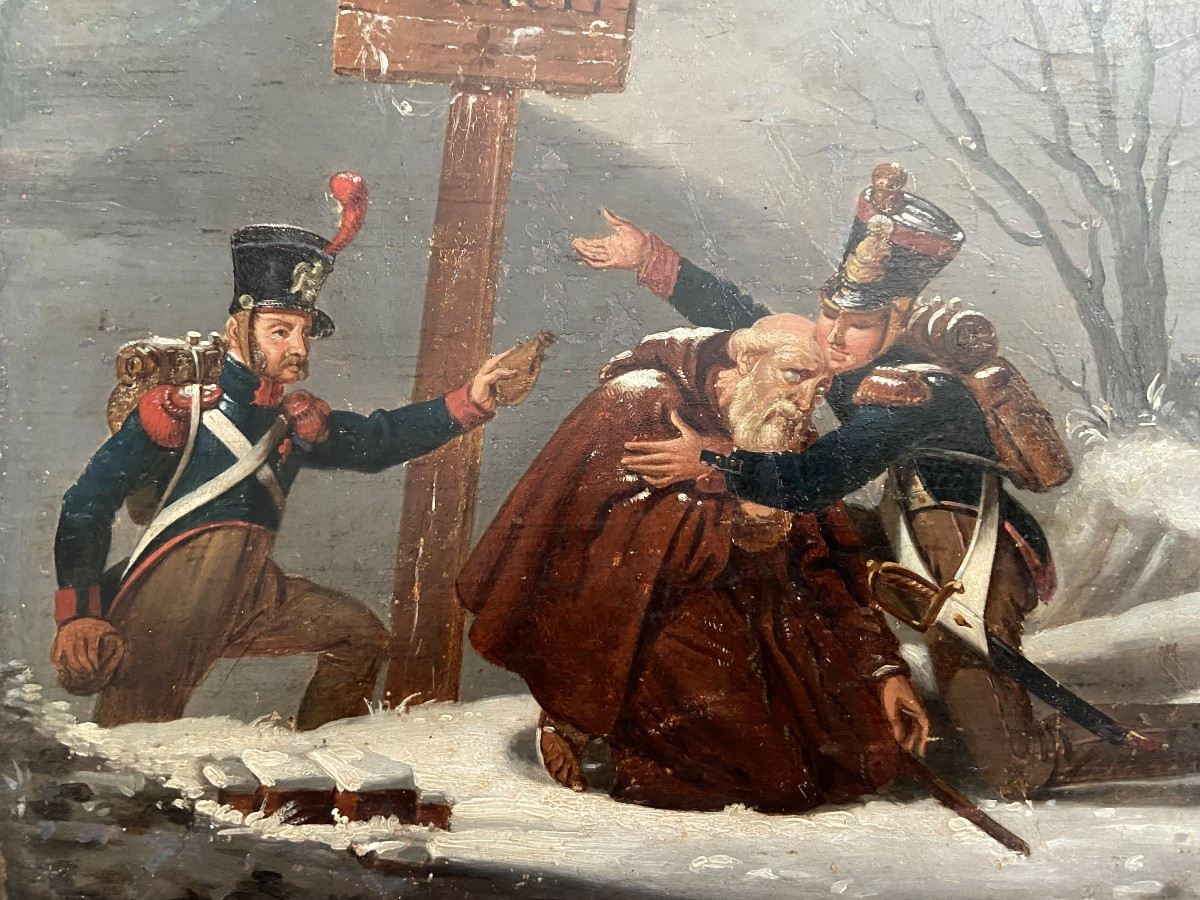 Grenadiers époque Empire, huile sur panneau -photo-2