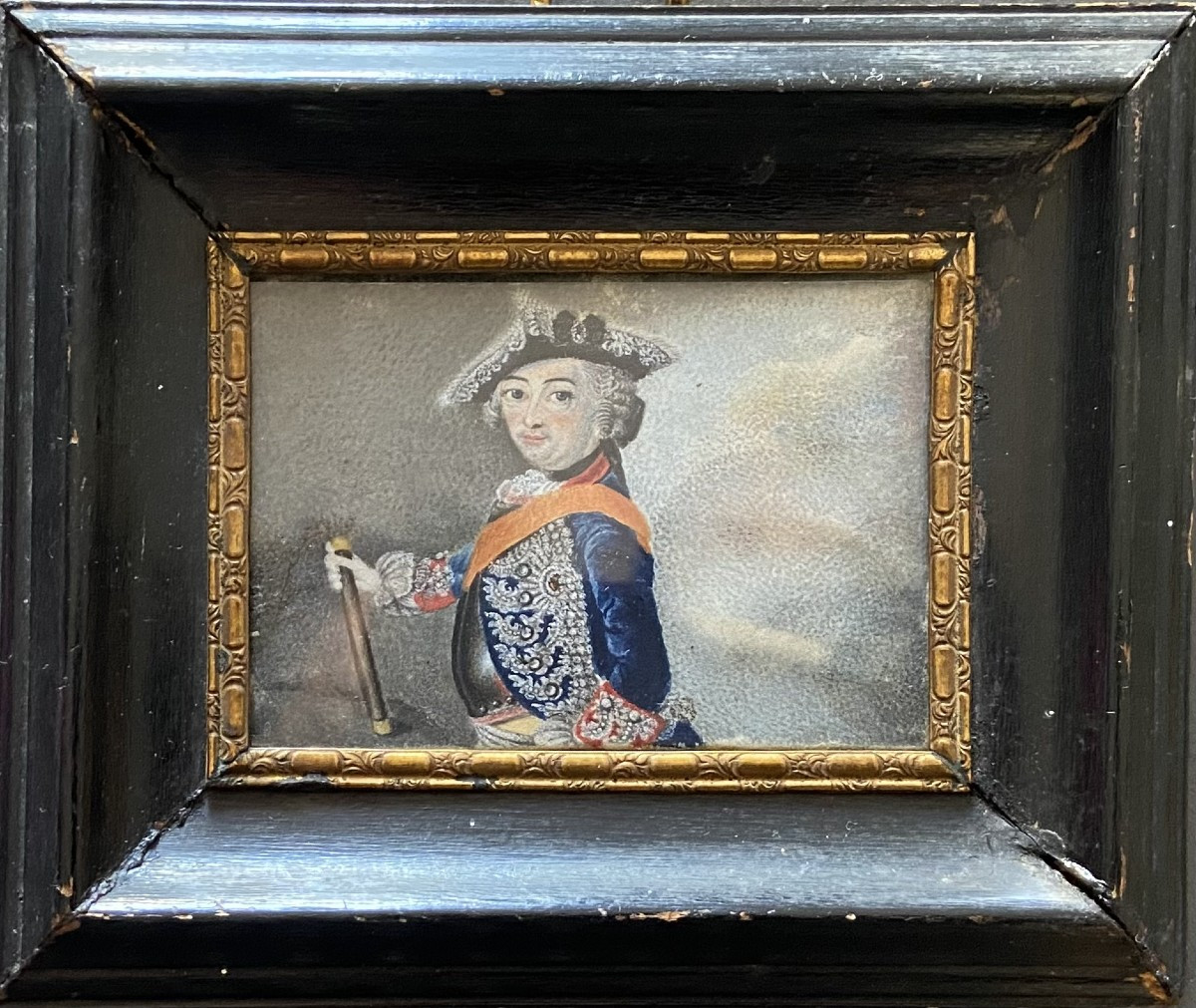 Miniature, portrait de Fréderic II de Prusse, XVIIIème siècle