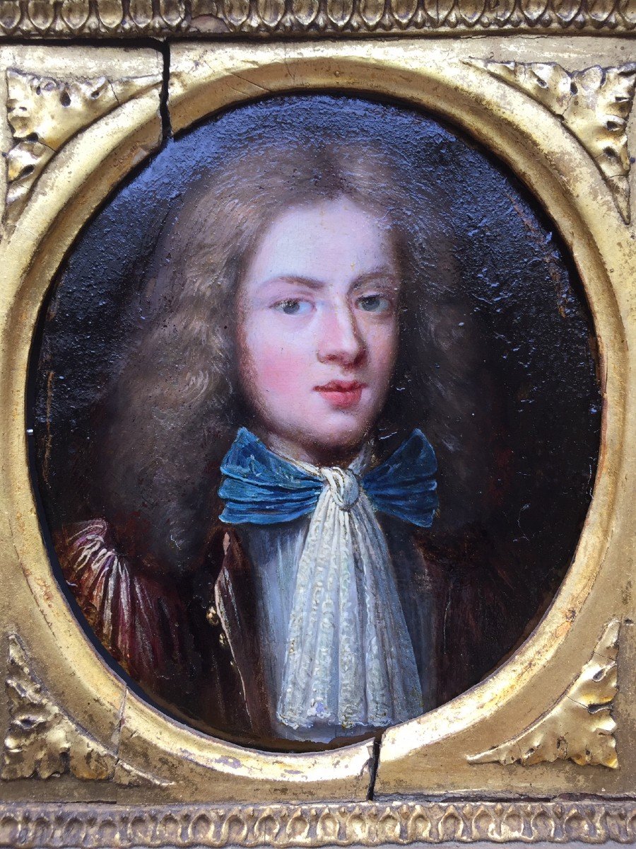 LOT 163 - Grande Miniature sur cuivre, Portrait De Gentilhomme Fin XVIIème Siècle-photo-2