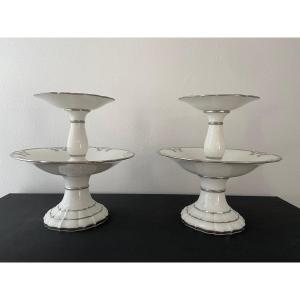 Ensemble De Deux coupes sur pied en porcelaine