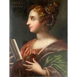 Portrait De Sybille, Huile Sur Panneau Du XVIIème Siècle