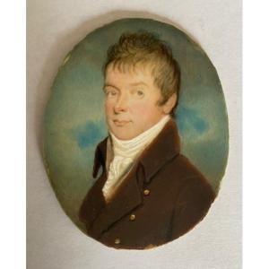 Miniature, Portrait d'Homme époque Empire