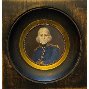Miniature, Portrait d'Officier époque 1er Empire