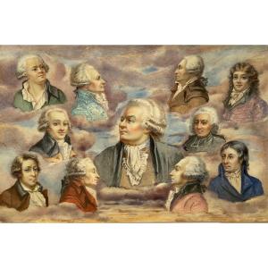 Grande Miniature Sur Ivoire, Portraits De Révolutionnaires, XIXème Siècle