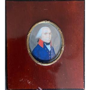 Miniature Sur Ivoire, Portrait d'Officier, Fin XVIIIème Début XIXème Siècle