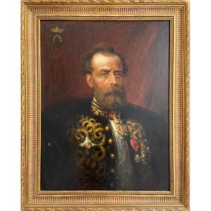 Portrait du Marquis de Tallenay, ministre plénipotentiaire, huile sur toile datée 1880 