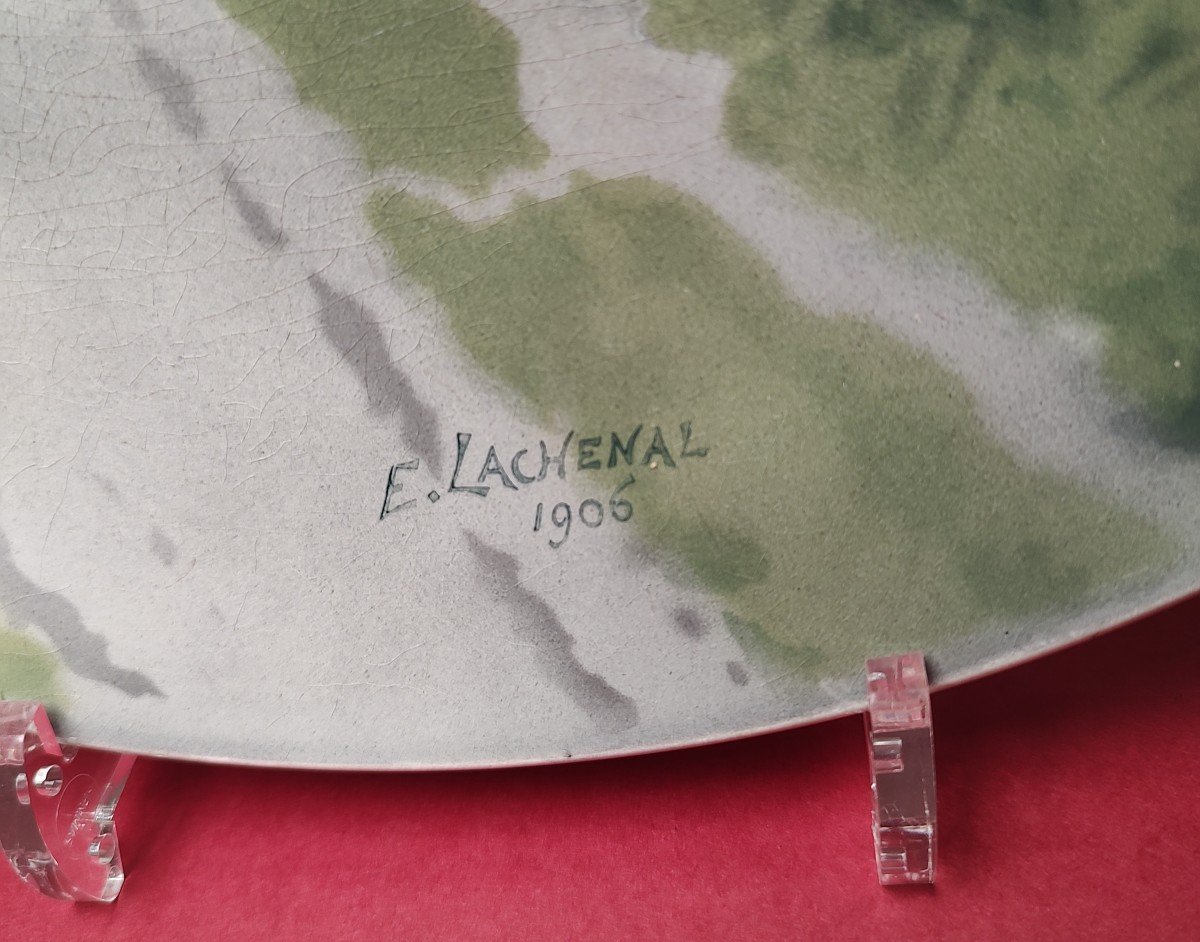 Edmond Lachenal (1855-1948), Plat En Céramique Daté De 1906.-photo-4