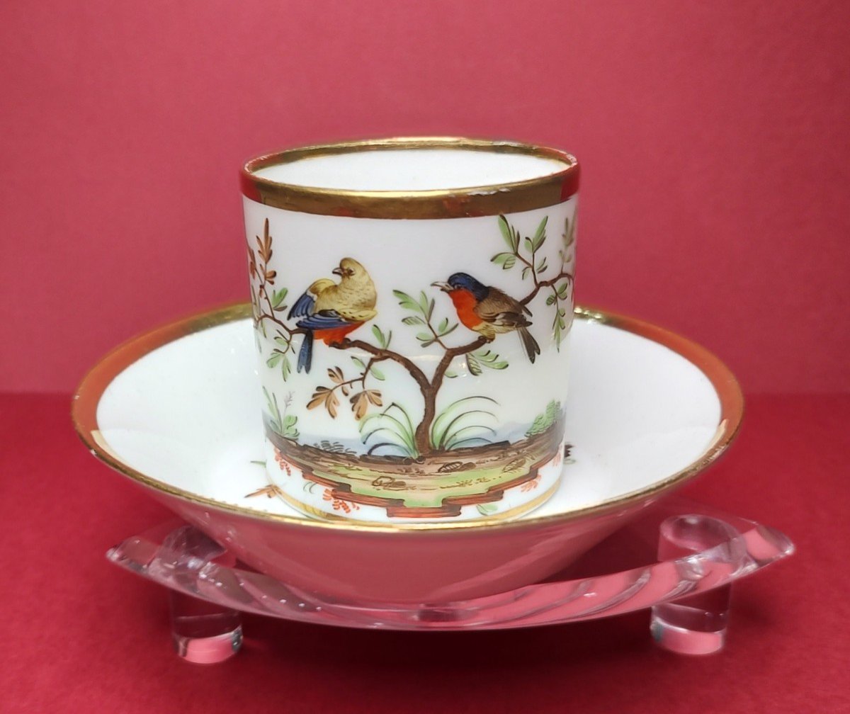 Orléans - Circa 1800 - Cup And Saucer With Polychrome Decor Of Birds. Marked.-photo-2