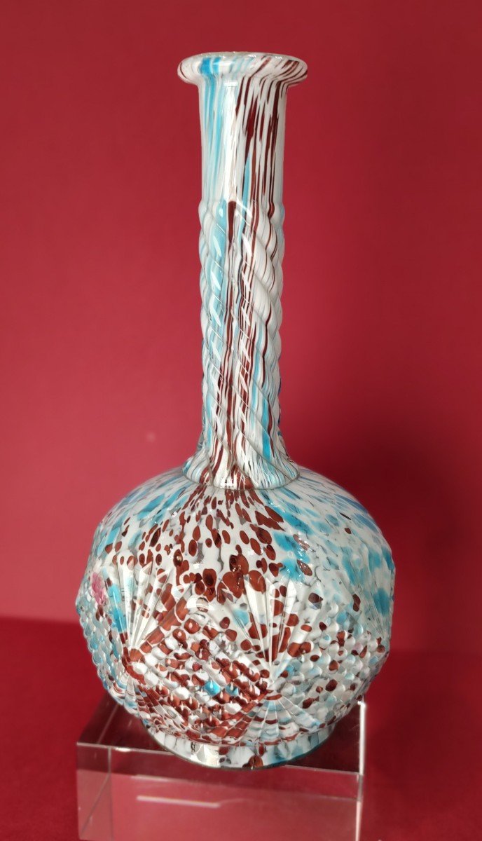 Legras - Vase Decorated With Diamonds And Speckled Triangles From The Clichy Glassware