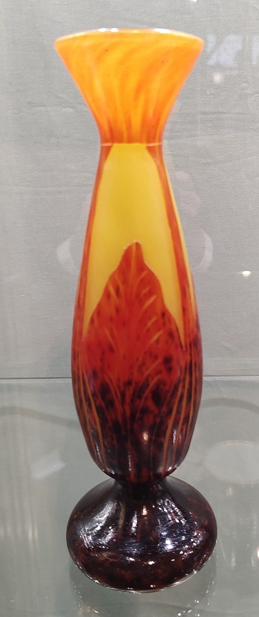 The French Glass, Circa 1922/25. Vase Decorated With Tobacco Leaves.-photo-2