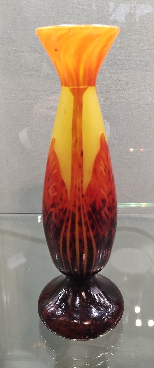 The French Glass, Circa 1922/25. Vase Decorated With Tobacco Leaves.-photo-3