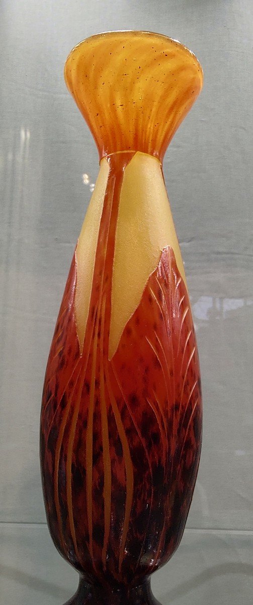The French Glass, Circa 1922/25. Vase Decorated With Tobacco Leaves.-photo-4