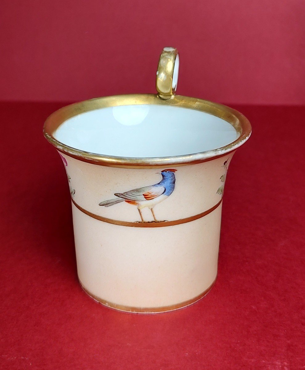 Manufacture De Dagoty - Tasse Et Sa Soucoupe à Décor d'Oiseau - Epoque Empire - Marquées-photo-2