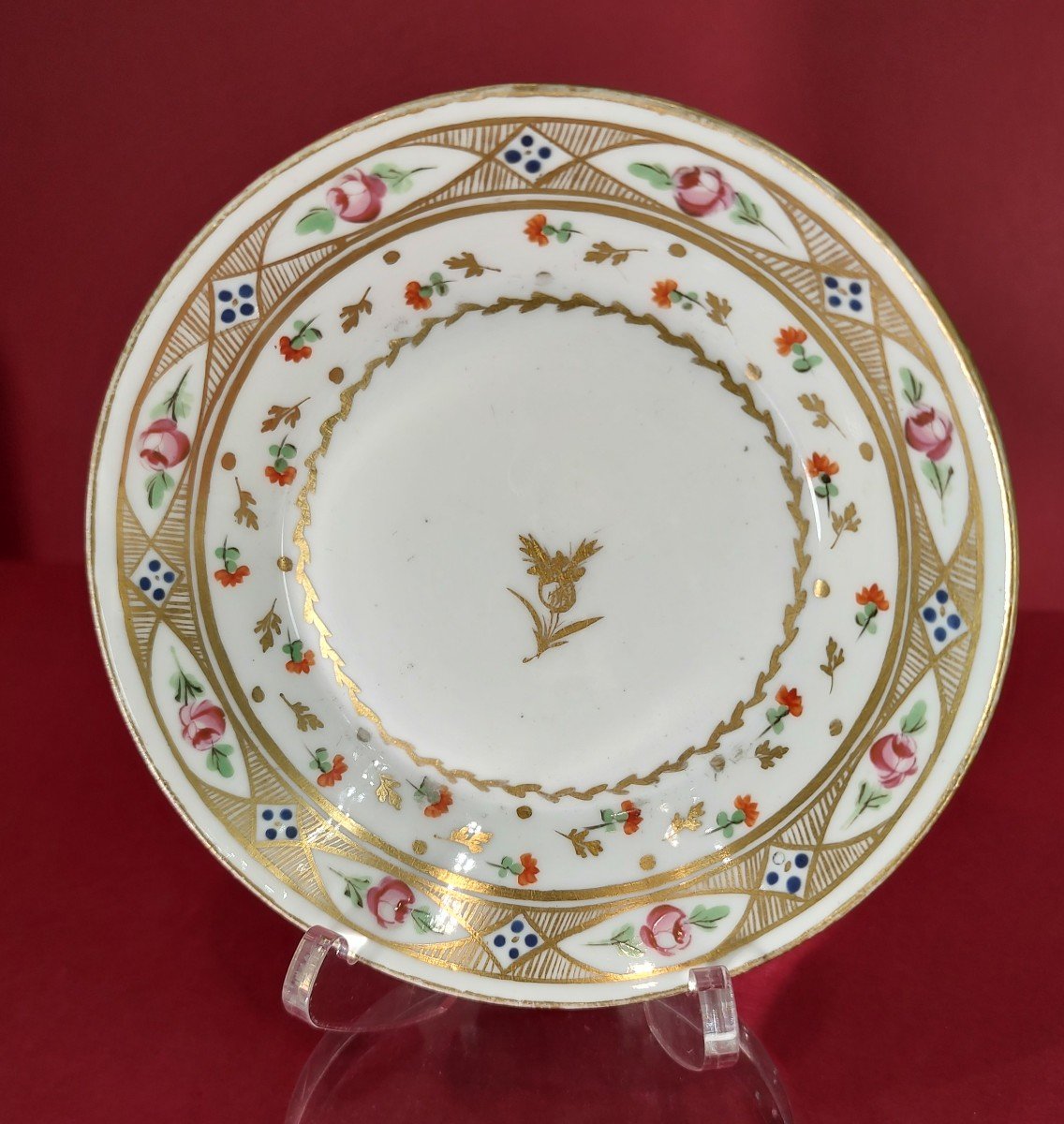 Paris - XIXe Siècle - Tasse Et Sa Soucoupe à Décor De Fleurs Et De Branchages.-photo-3