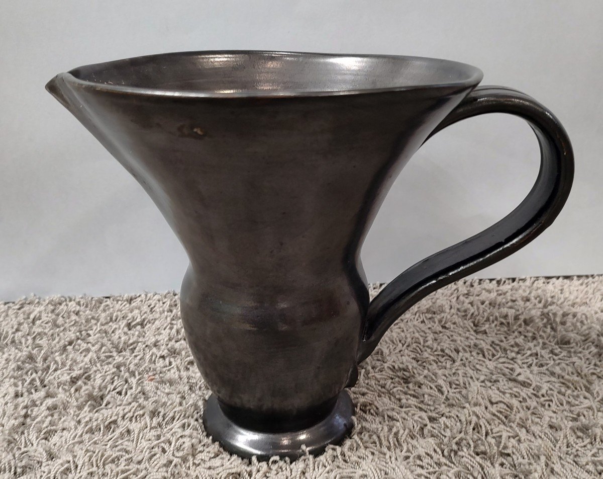 Atelier Madoura - Suzanne Douly-ramié And Georges Ramié - Black Glazed Ceramic Pitcher.