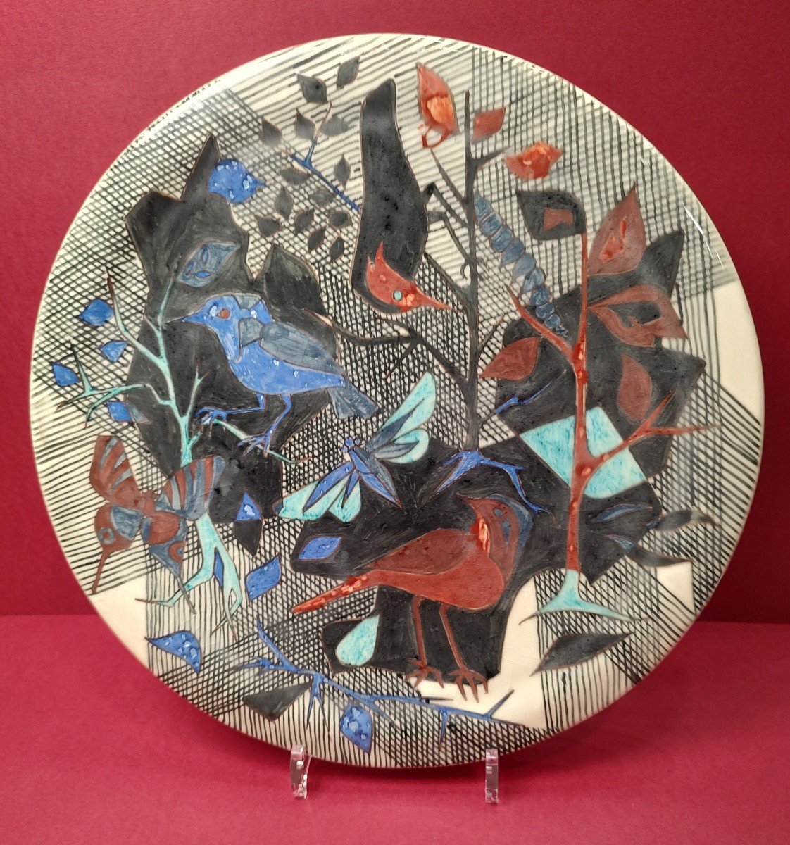 Raoul Lachenal (1885-1956) - Dish Decorated With Butterflies And Trendy Birds.