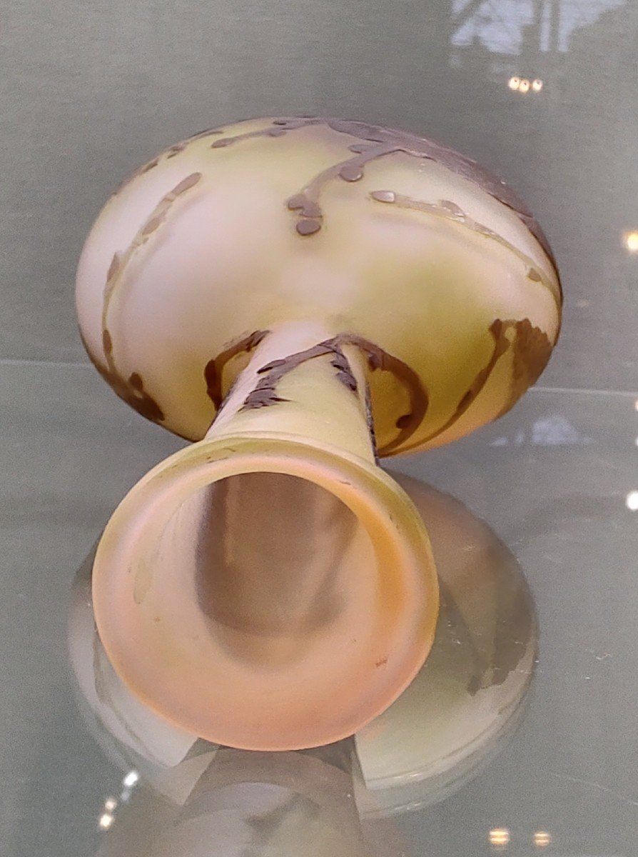 Ets Gallé 1846/1936  - Vase Soliflore De Forme Berluze à Décor De Chatons De Bouleau.-photo-5