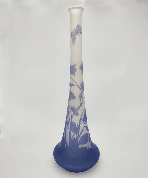 Etablissements Gallé - Vase Decorated With Bellflowers And A Butterfly On The Neck. Signed With A Star.