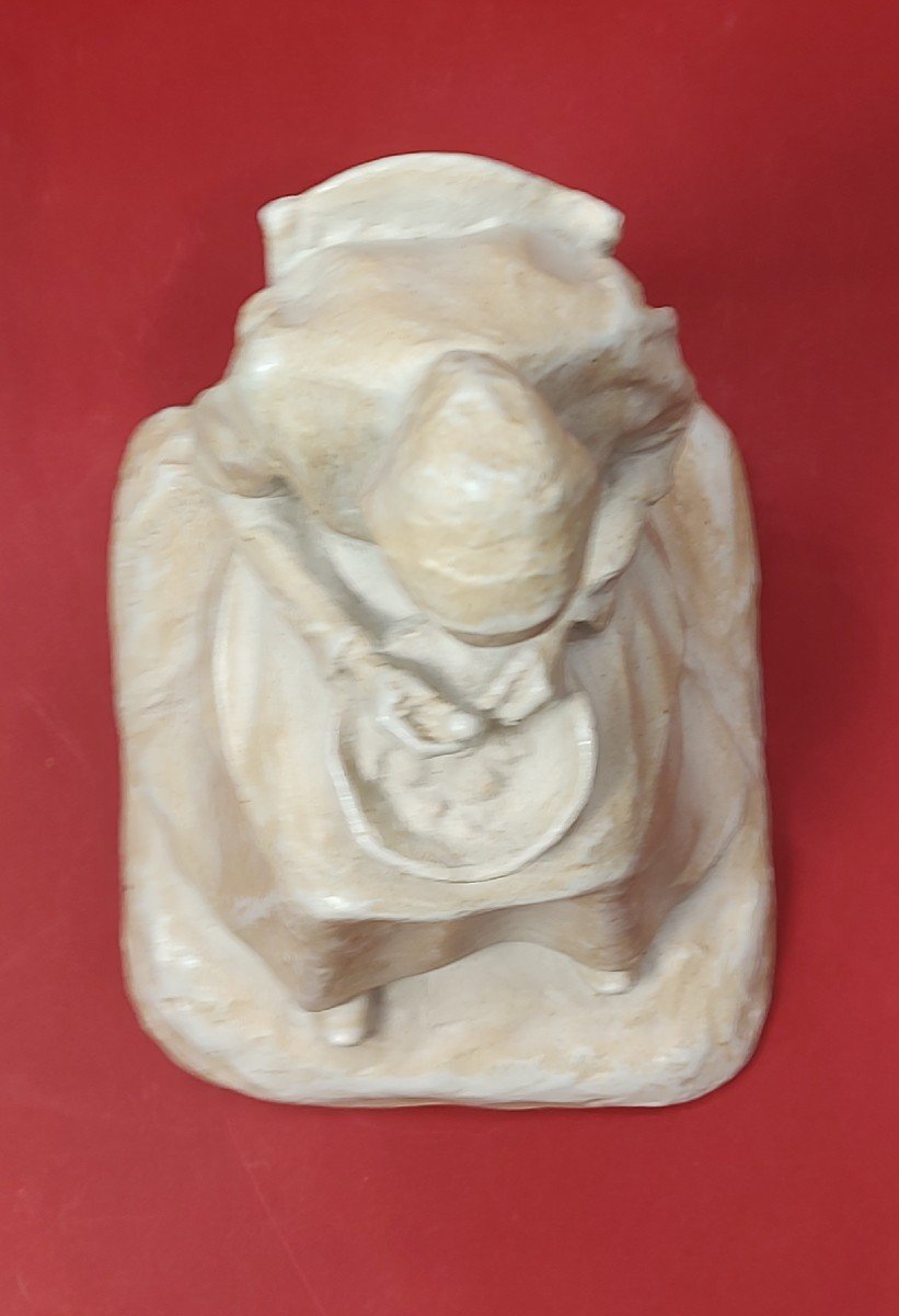 Mougin Nancy Signée Ernest Wittmann - Sculpture En Grès "l'éplucheuse De Pommes De Terre"-photo-4