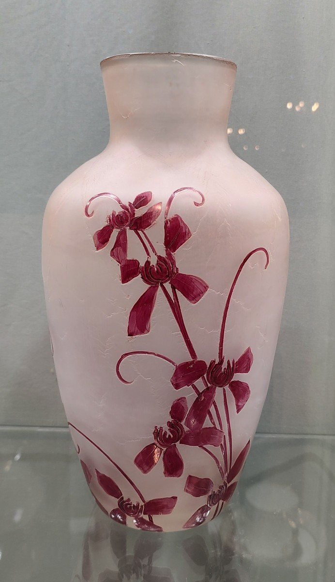 Legras - “talma” Vase With Acid-erased Ivy Decor.-photo-4