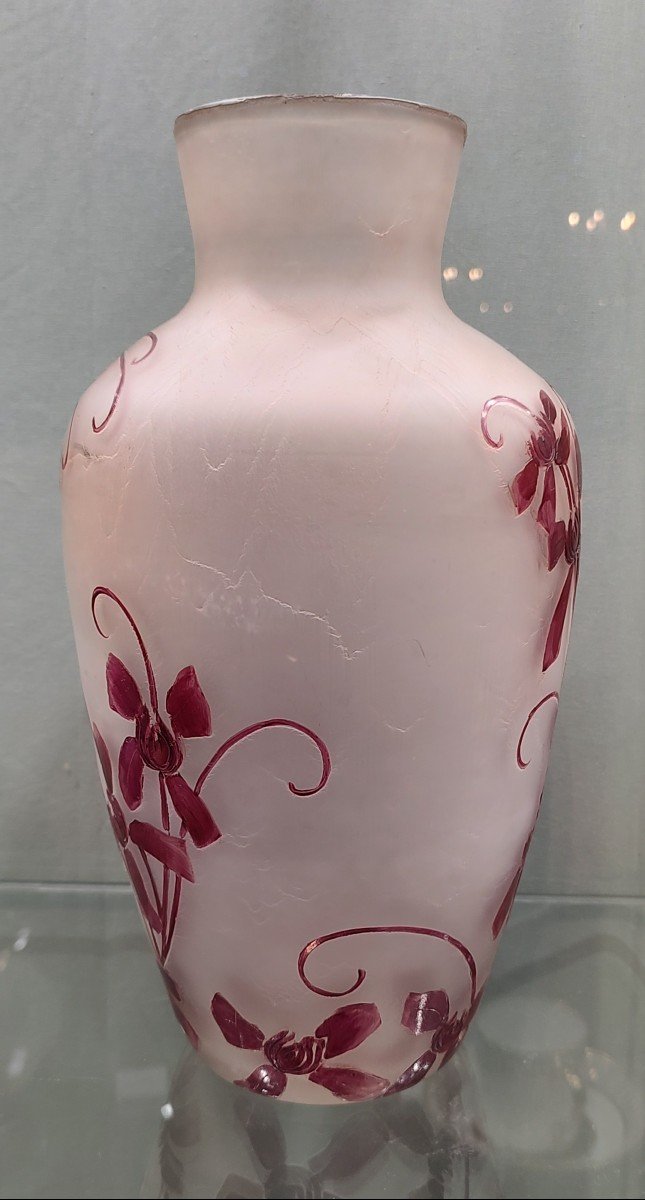 Legras - “talma” Vase With Acid-erased Ivy Decor.-photo-1