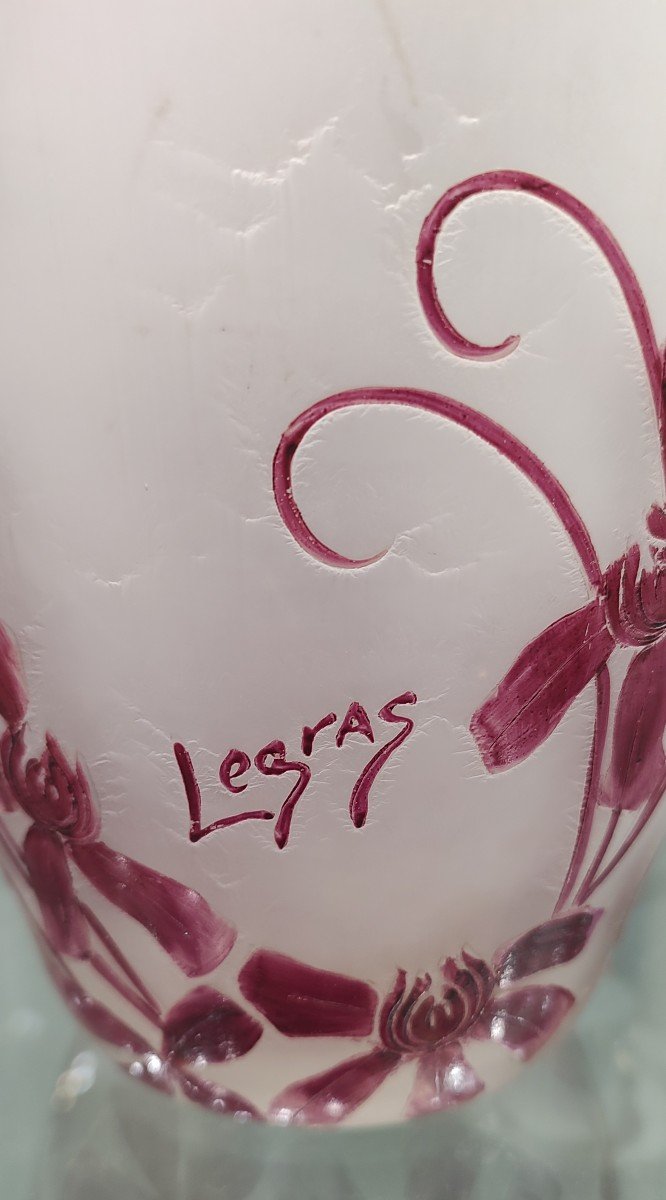 Legras - “talma” Vase With Acid-erased Ivy Decor.-photo-4
