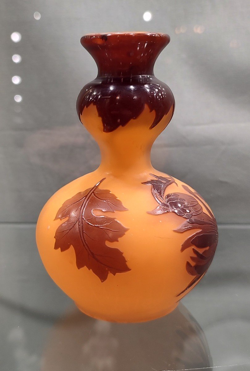 Gallé Establishments - Coloquinte Vase With Chrysanthemum Decor.-photo-4